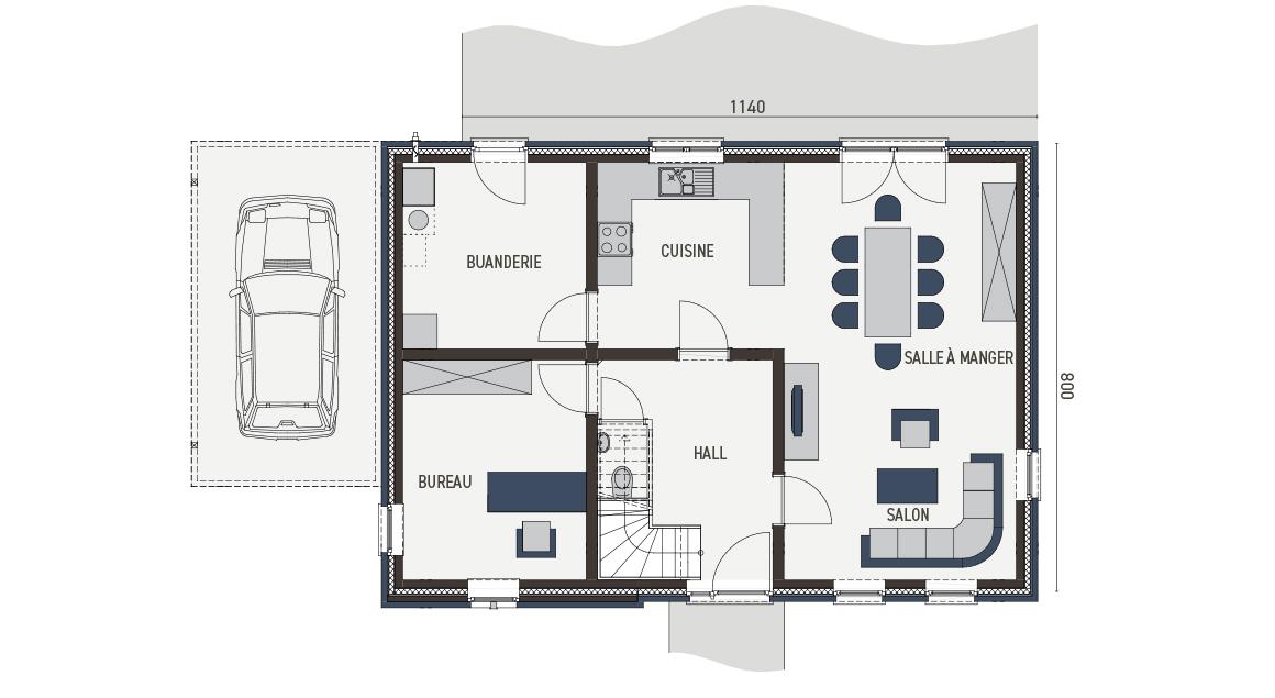 Maison d'inspiration Ecostyle 06 - Plan rez-de-chaussée