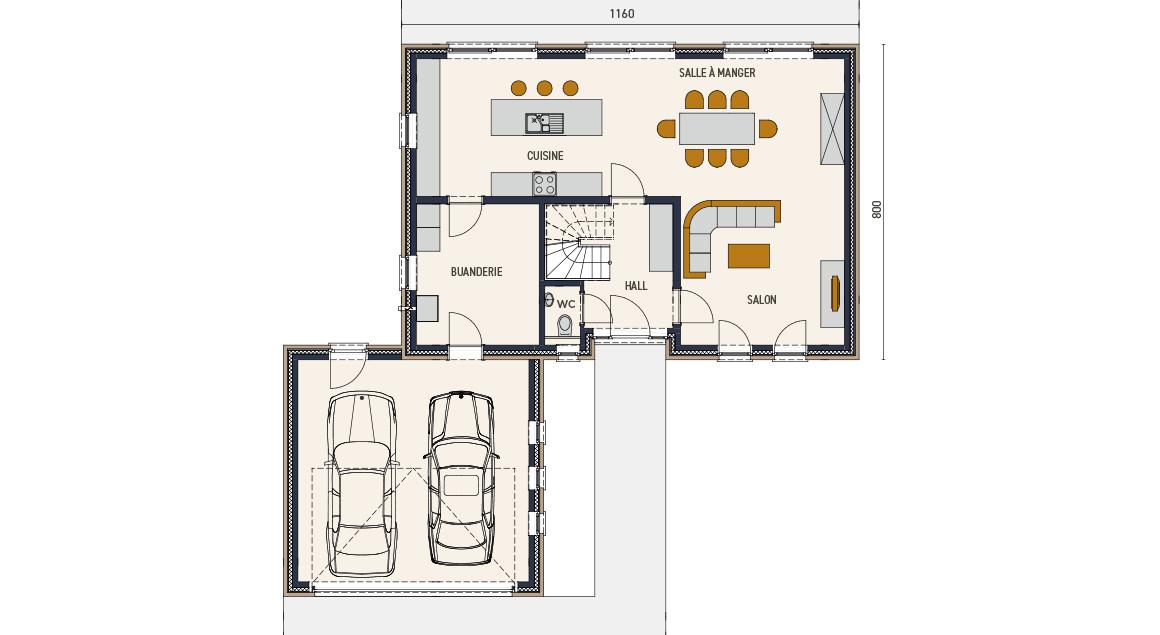 Maison d'inspiration Ecostyle 09 - Plan rez