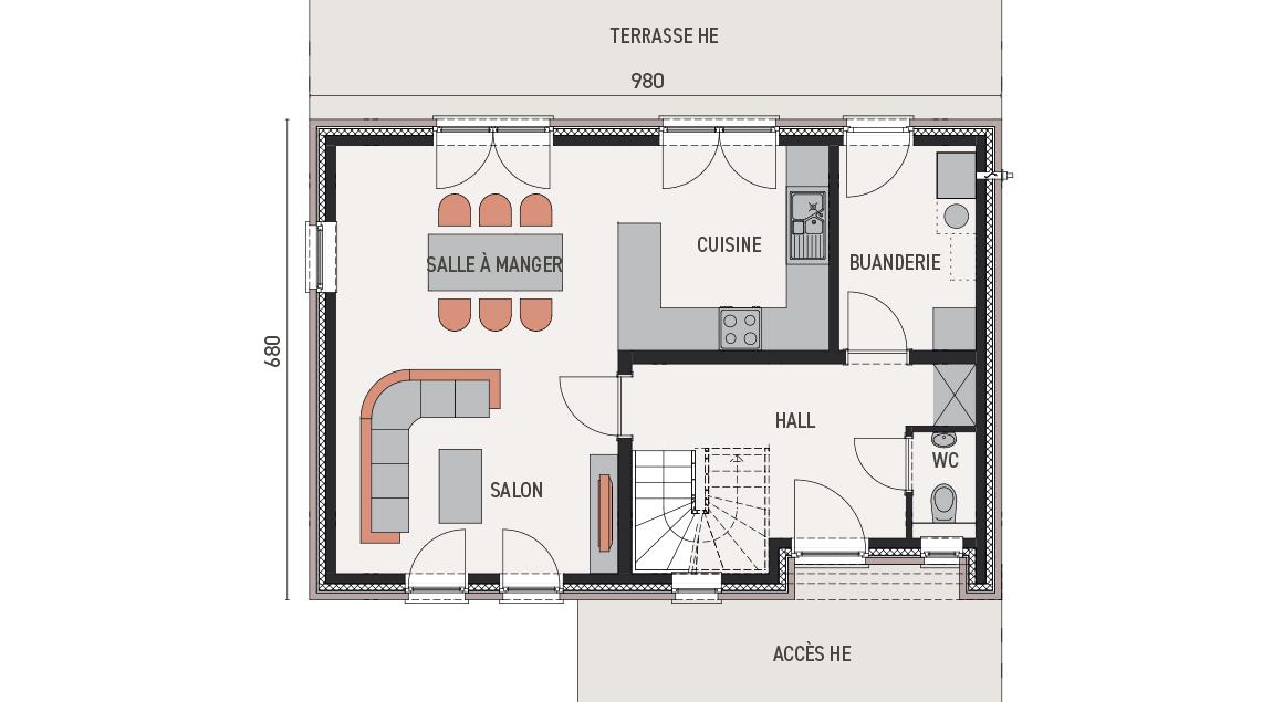 Maison d'inspiration Ecostyle 10 - Plan rez