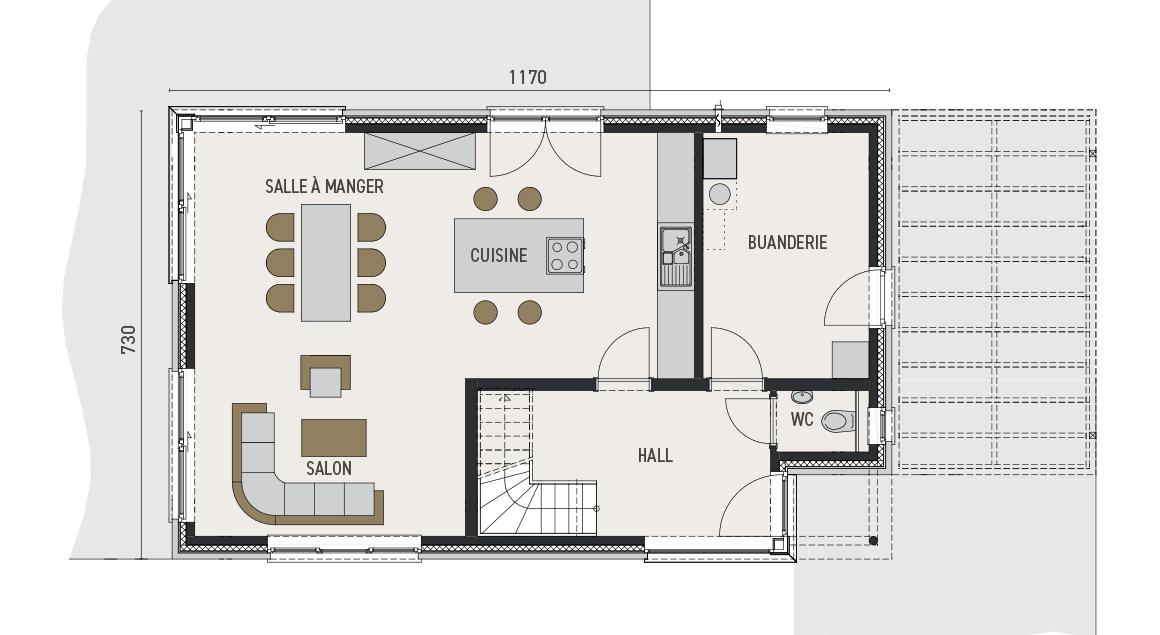 Maison d'inspiration Ecostyle 11 - Plan rez