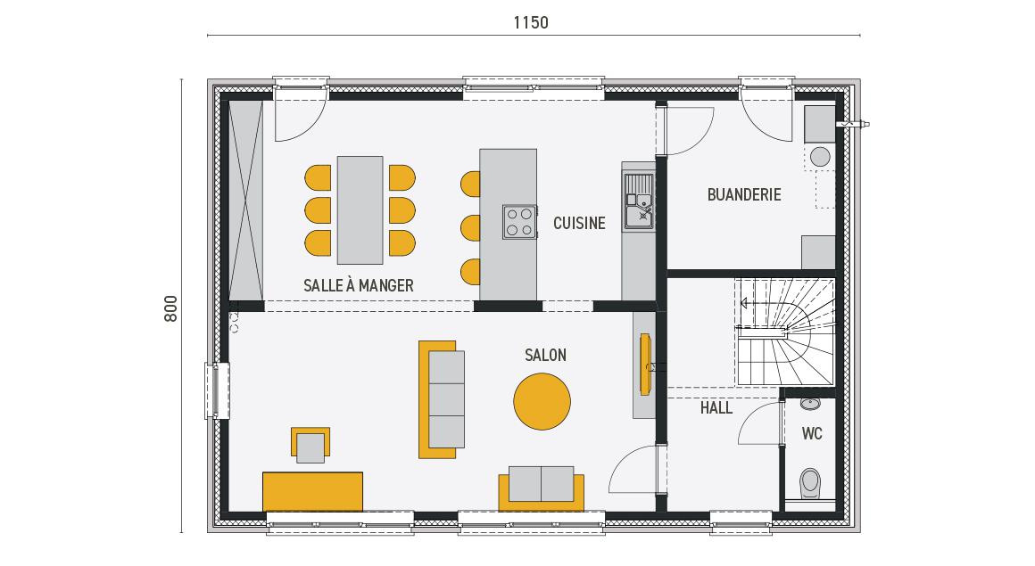 Maison d'inspiration Ecostyle 21 - Plan rez